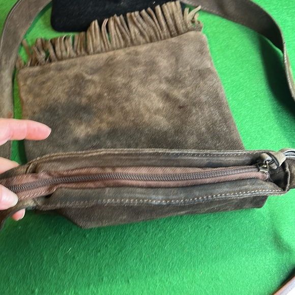 PRANA hippy leather 70’s crossbody bag with fringe made in India - Picture 3 of 16